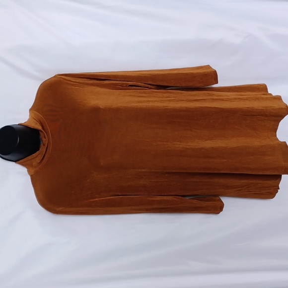 Coldwater Creek Mock Neck 3/4 Sleeve Tunic, copper color, stretchy, comfy, sz L - Picture 1 of 7